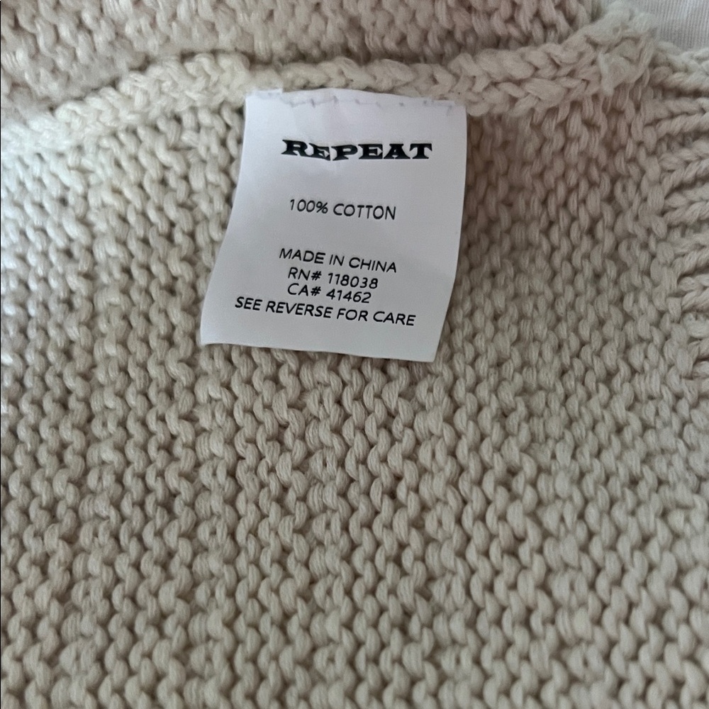 Repeat NWT Short Sleeve Cotton Textured Knit Sweater Ivory - Picture 14 of 16
